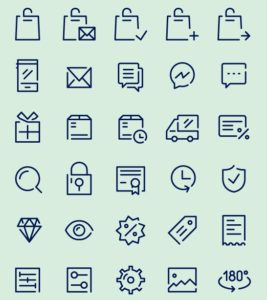 50 Thin Line eCommerce Icons Vector