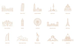 15 Famous Landmarks Vector