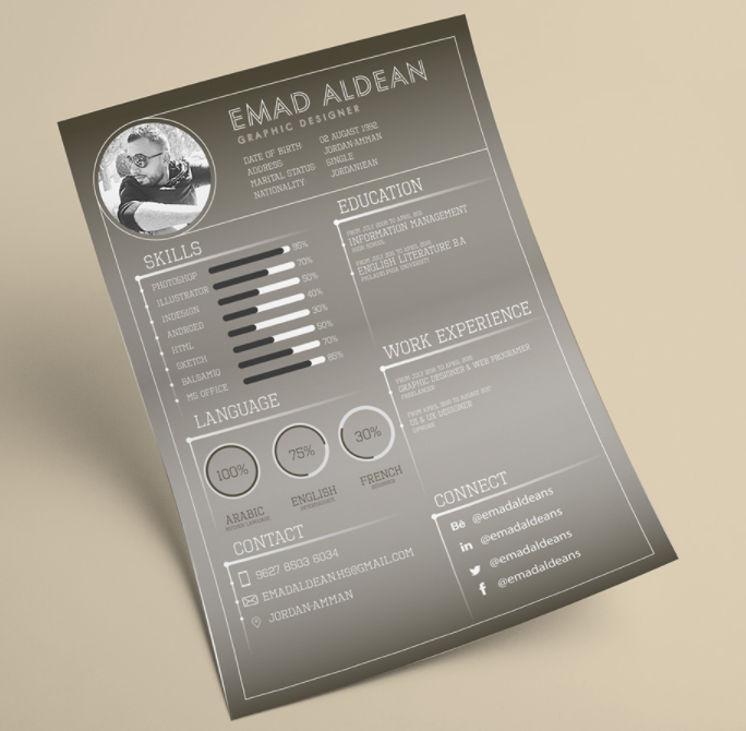 Dark Resume CV Vector Template