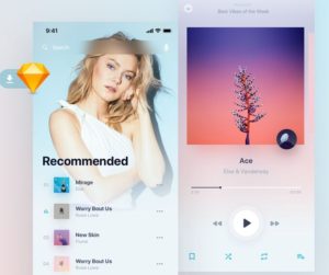 Modern Music App UI Kit Sketch