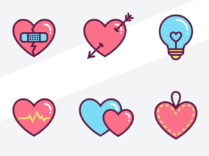 6 Cute love Heart Icons (SVG+Sketch)