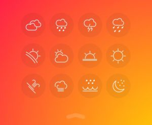 12 Minimal Weather Line Icons PSD