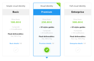 Minimal Clean Plan Price Table Template PSD