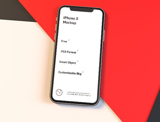 High-Resolution iPhone X With Geometric Background PSD Mockup