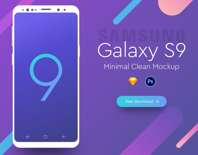 Minimal Sumsung Galaxy S9 Mockup (PSD+Sketch)