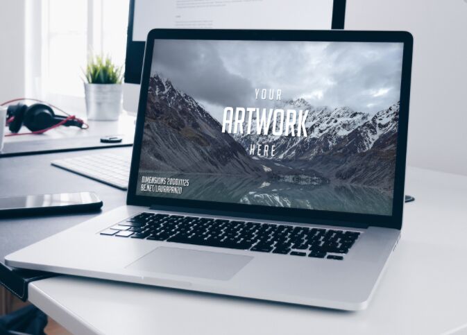 Realistic Macbook Pro & Workspace PSD Mockup