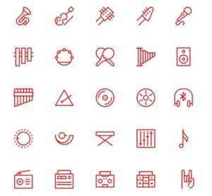 20 Minimal Music Line Icons Vector