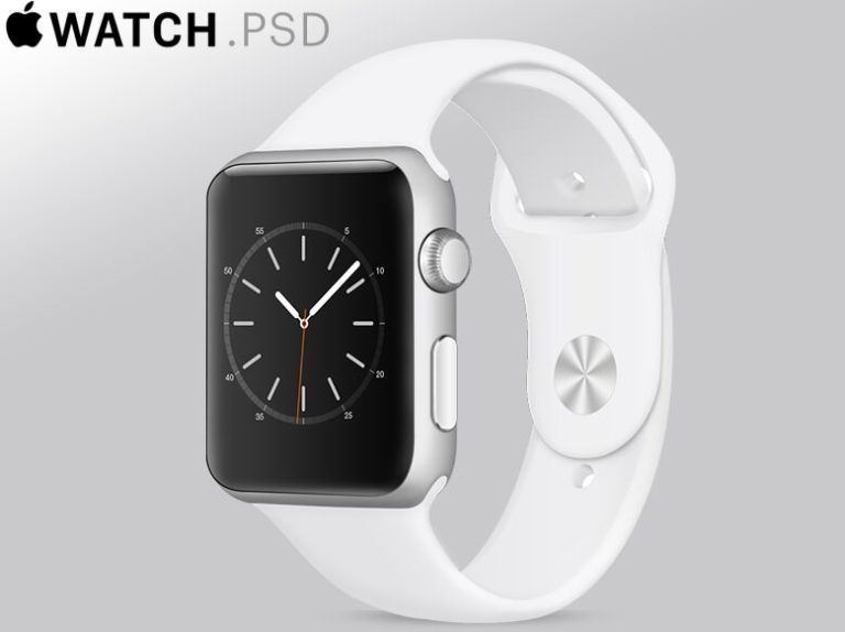 Floating White Apple Watch PSD Mockup-min