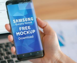 Samsung Galaxy Note 8 In Hand PSD Mockup