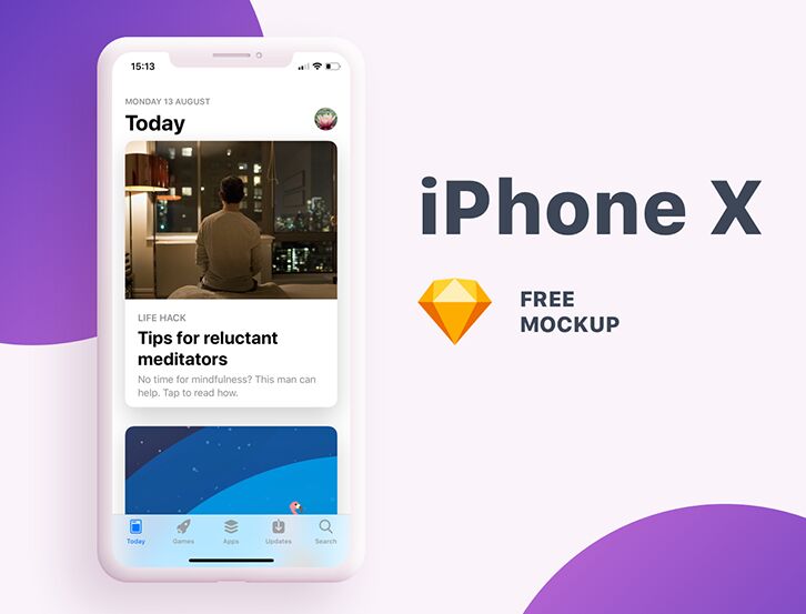 Modern iPhone X Screen Mockup For Sketch-min