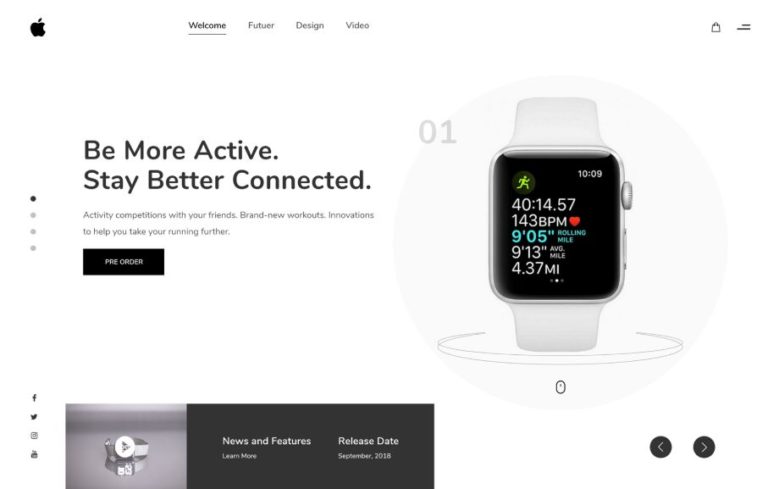 Minimal Clean Apple Watch Web Template For Adobe XD-min