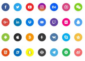 Flat Circle Social Sharing Icons For Adobe XD