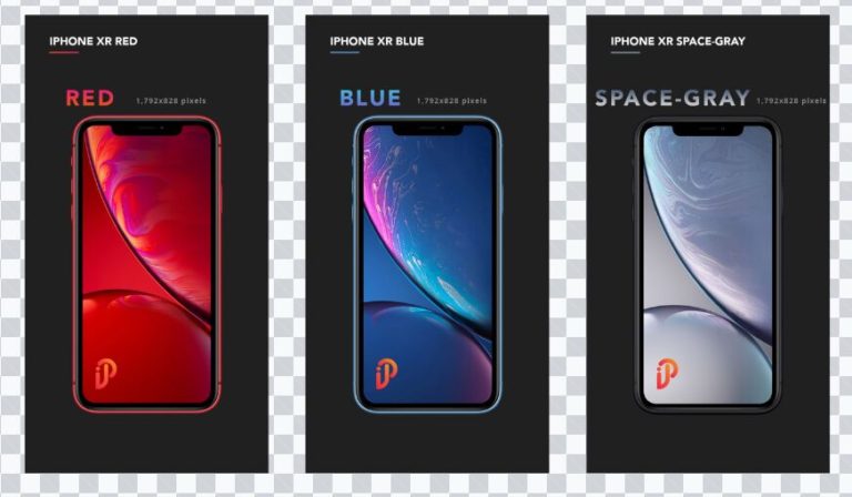 iPhone XR (Red, Blue, Spacegrey) PSD Mockup-min