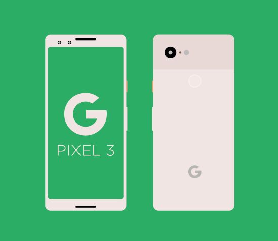 Minimal Flat Google Pixel 3 Vector Mockup