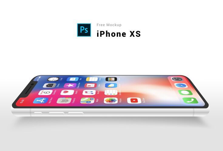 Flat Silver iPhone Xs PSD Mockup