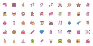 50 Colorful Sweet Christmas Icons (AI+PNG+SVG)