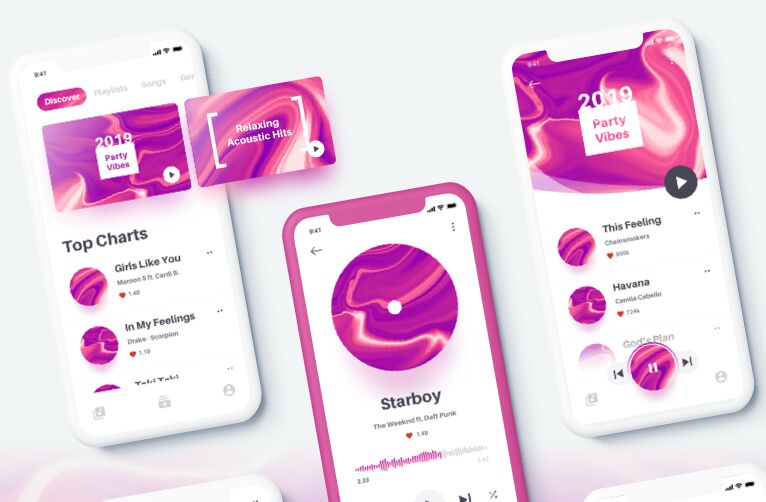 Elegant Music App UI Kit For Sketch