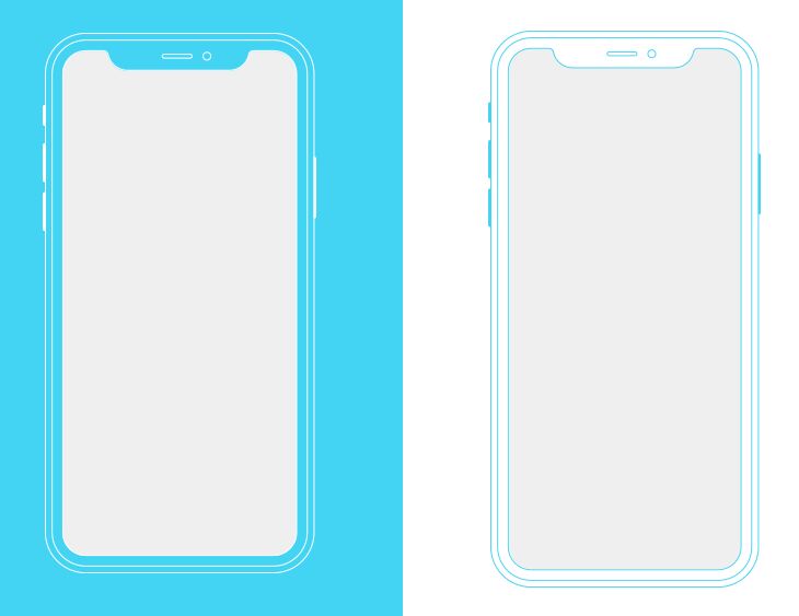 Outlined iPhone X PSD Mockup