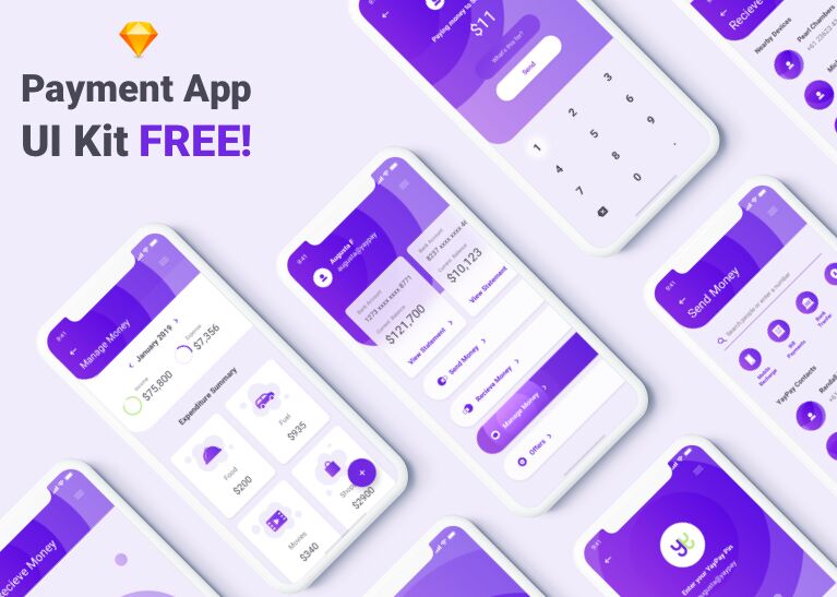 Elegant Payment & Wallet App UI Kit For Sketch