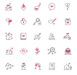 25 Sweet Valentine's Day Icons Vector