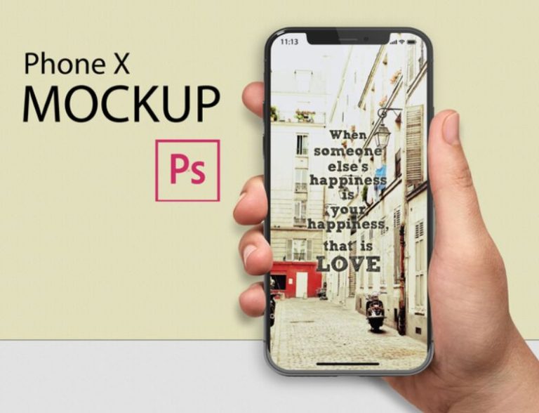 Realistic iPhone XS In Hand Mockup PSD