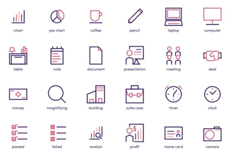 24 Business and Accounting Icons PNG