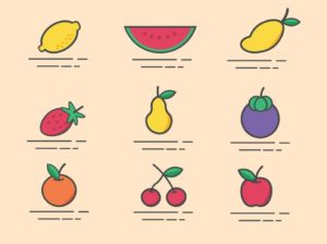 9 Minimal Fruit Icons Vector