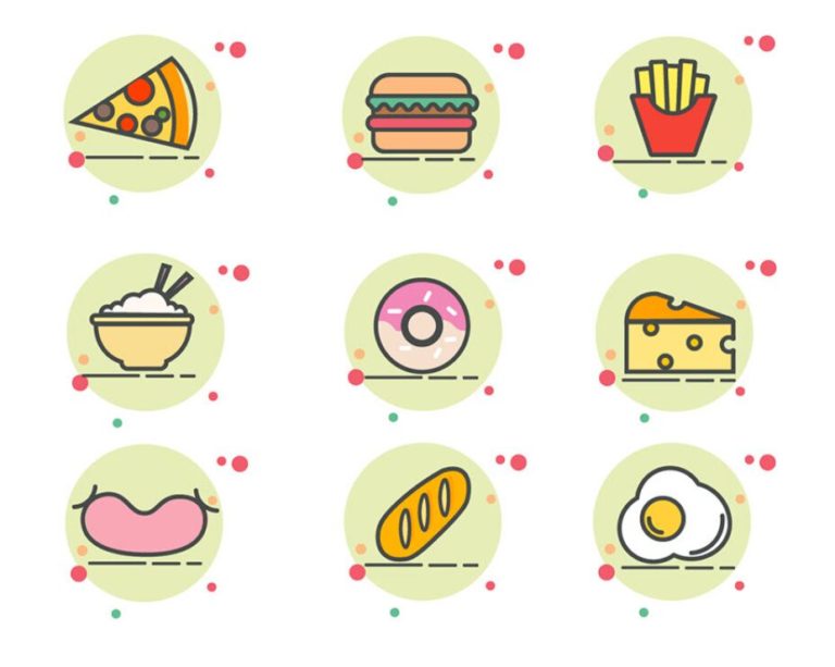 9 Food Icons For Adobe Illustrator