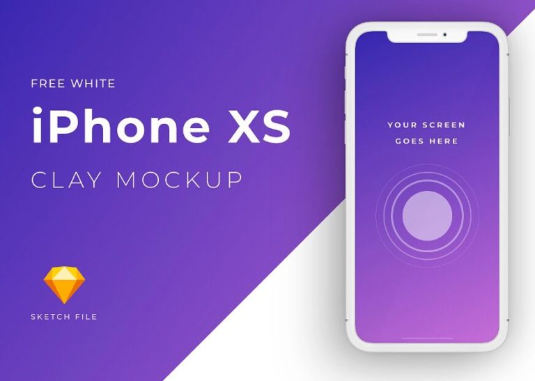 White iPhone XS Clay Mockup For Sketch