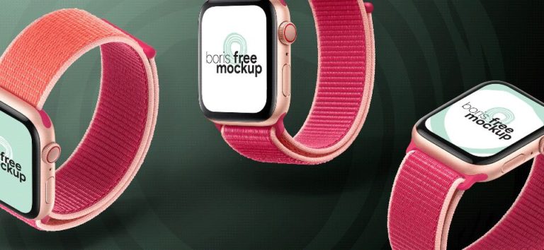 Floating Apple Watch 5 PSD Mockup