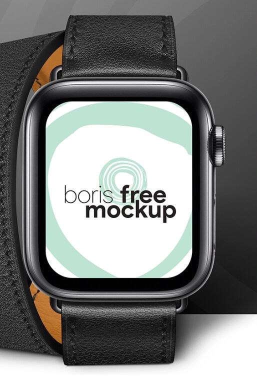 Realistic Black Apple Watch 5 PSD Mockup