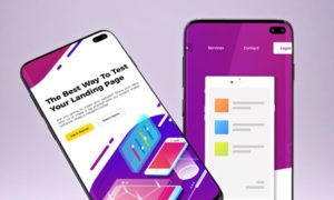 Standing & Floating Samsung Galaxy S10 PSD Mockup