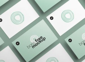 Business Card Top View Showcase PSD Mockup