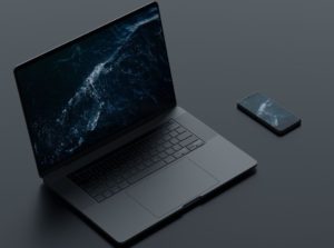 Dark Macbook & iPhone PSD Mockup