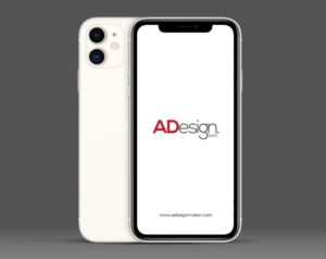 Standing iPhone 11 PSD Mockup