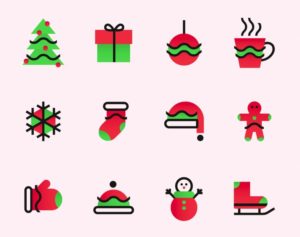 12 Minimal Christmas Icons Vector