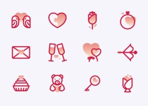 8 Valentine's Day Line Icons (AI & EPS)