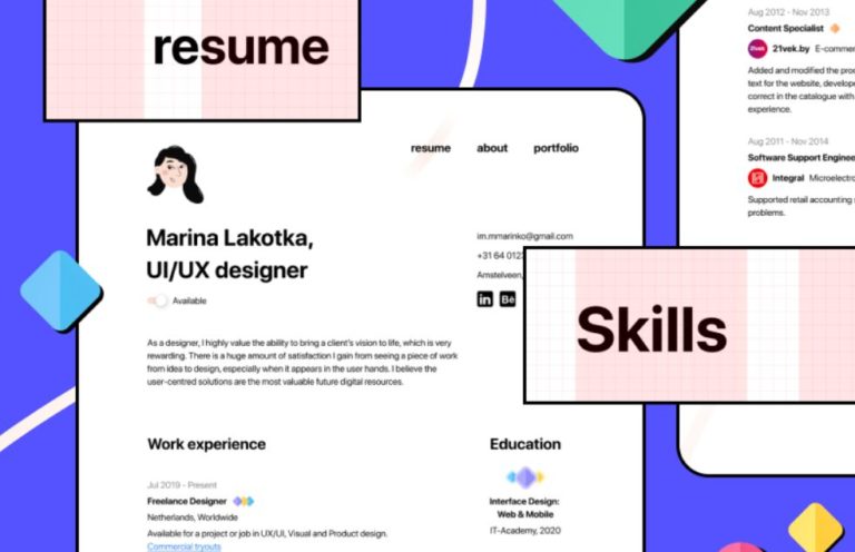 Minimal Resume CV Template For Figma