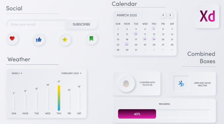 Light Neomorphism UI Kit For Adobe XD