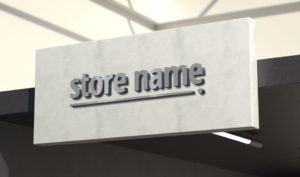 3D Outdoor Store Name PSD Mockup