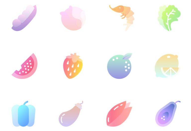 12 Watercolor Fruid Icons Sketch