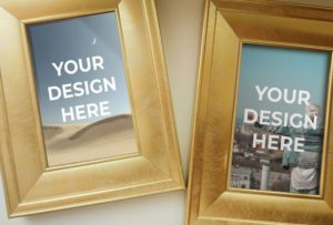 Golden Photo Frame PSD Mockup