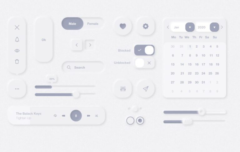 Grey Neumorphism UI Kit For Figma