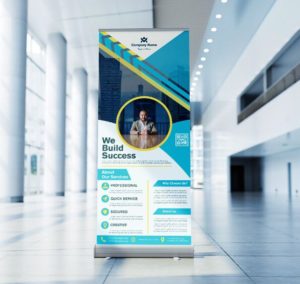 Business Roll-Up Banner Vector Mockup