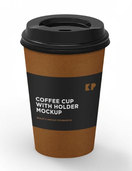 High Solution Coffee Cup With Holder Mocksup PSD