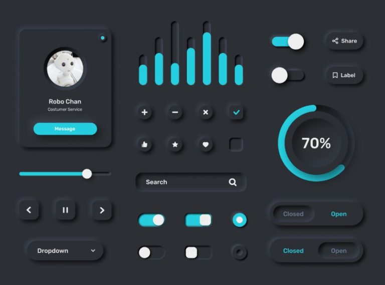 Clean Neumorphic UI Kit (3 Colors)