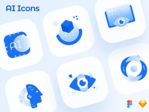 6 AI Machine Learning Vector Icons