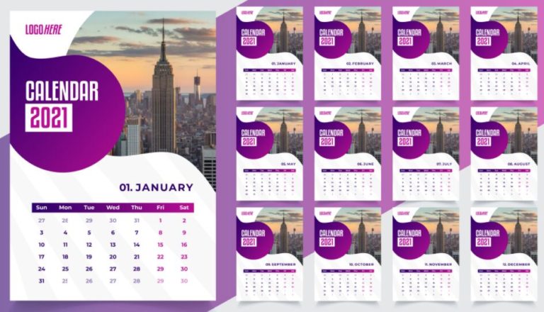 Desk Calendar 2021 Vector Template