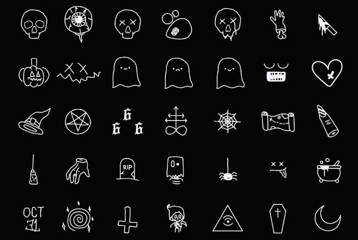 35 Thin Line Halloween Icons Vector