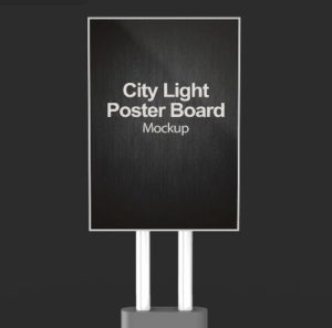 City Light Poster Board PSD Mockup